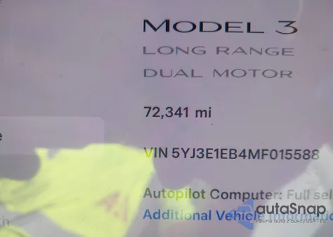 2021 Tesla Model 3 Long Range Dual Motor All-Wheel Drive from USA, damaged, VIN 5YJ3E1EB4MF015588